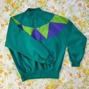 Vintage cortiva green 80s windbreaker sweatshirt